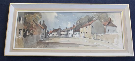 Edward Wesson (1910-1983) Village street scene 10.5 x 29.5in.